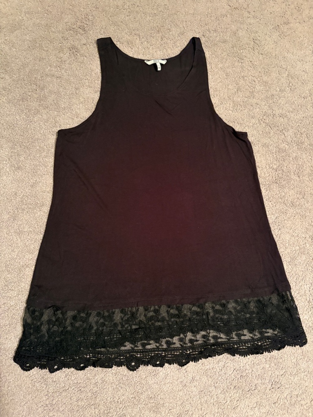 BKE Black Lace-Hem Tank Top